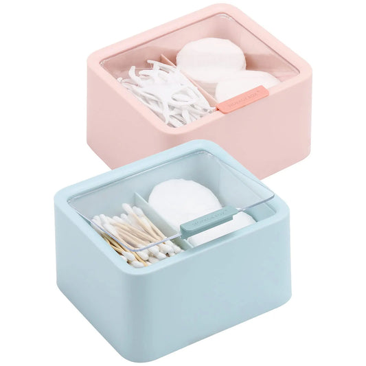 2 Pieces Desktop Organiser with Drawers and Compartments for Pens, Cosmetics, Brushes and Everyday Office or Bathroom Storage, Blue and Pink