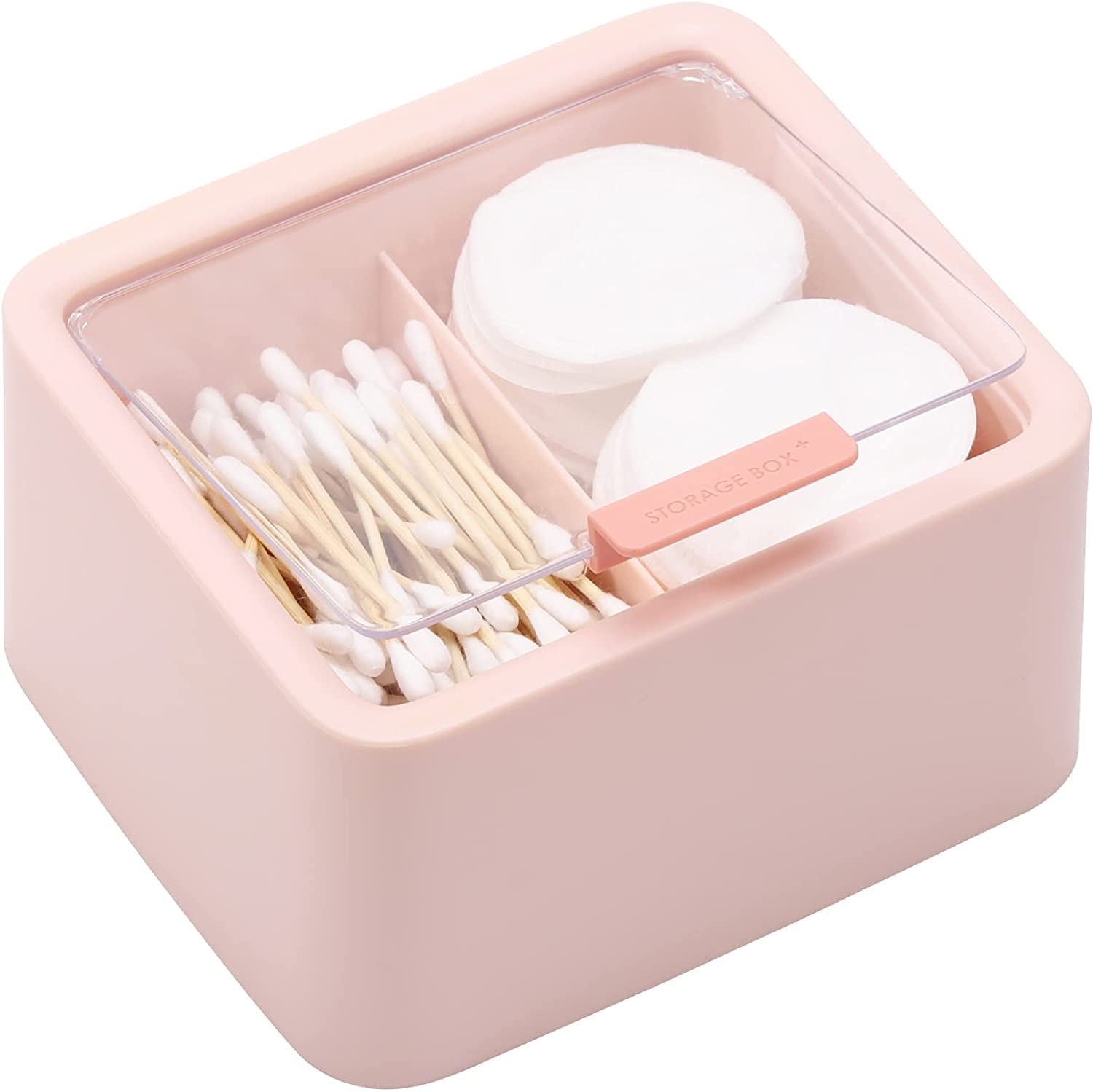 Cotton swab holder - Cotton pad holder - Bathroom organizer - Makeup organizer - Jewelry box - Storage box with lid - Dispenser - Bathroom accessories - Toiletries - Storage - Blue - Pink - 2 pieces - Image 2