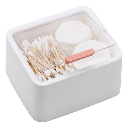 Cotton swab holder - Cotton pad holder - Bathroom organizer - Makeup organizer - Jewelry box - Storage box with lid - Dispenser - Bathroom accessories - Toiletries - Storage - Blue - Pink - 2 pieces - Image 3