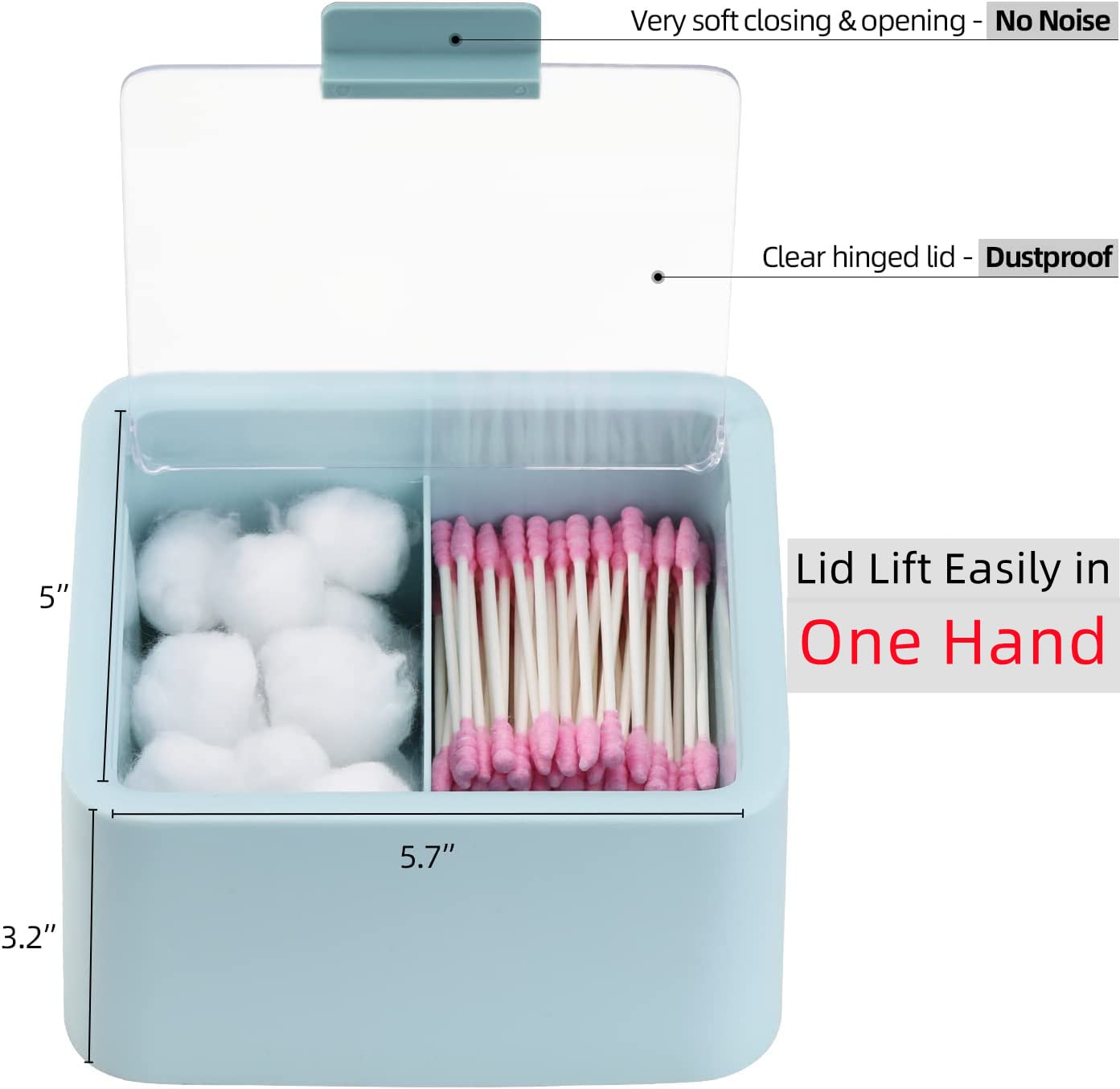 Cotton swab holder - Cotton pad holder - Bathroom organizer - Makeup organizer - Jewelry box - Storage box with lid - Dispenser - Bathroom accessories - Toiletries - Storage - Blue - Pink - 2 pieces - Image 4