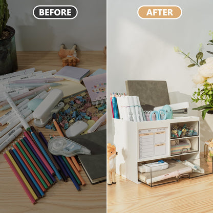 Desk organizer - Pen tray - Desk accessories - Drawer cabinet - School supplies - Office supplies - Storage box with drawers - Pen holders - Desk organizer - Storage system - Storage - white - 1 piece - Image 3