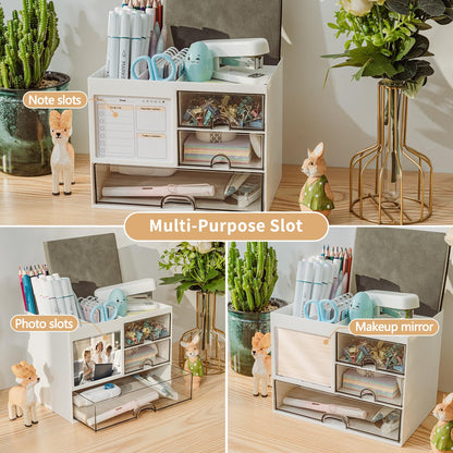 Desk organizer - Pen tray - Desk accessories - Drawer cabinet - School supplies - Office supplies - Storage box with drawers - Pen holders - Desk organizer - Storage system - Storage - white - 1 piece - Image 5