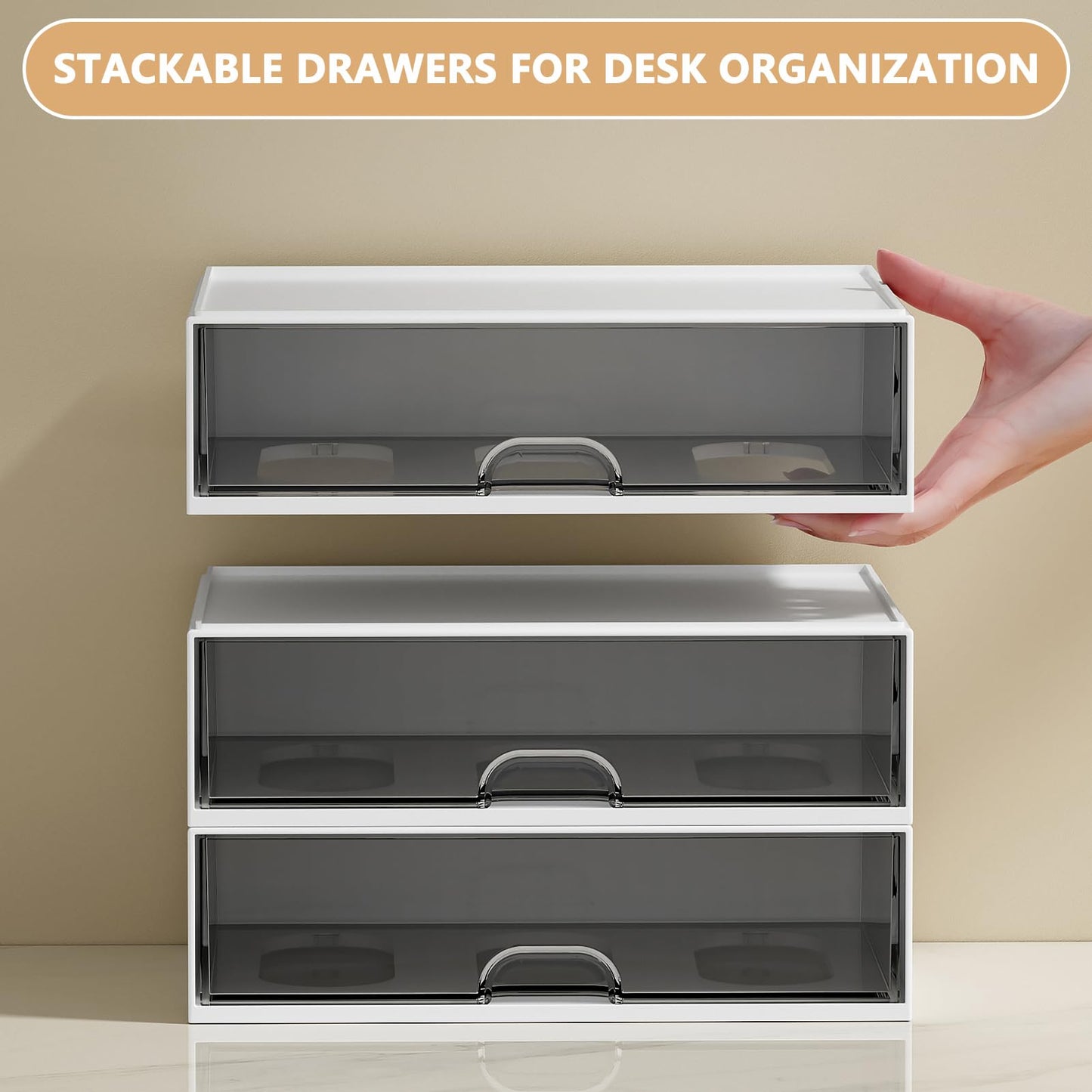 Desk organizer - Chest of drawers - Storage drawer - Office supplies - School supplies - Makeup organizer - Storage box - Desk accessories - Desk organizer - Storage system - Stacking tray - White - 1 piece - Image 4