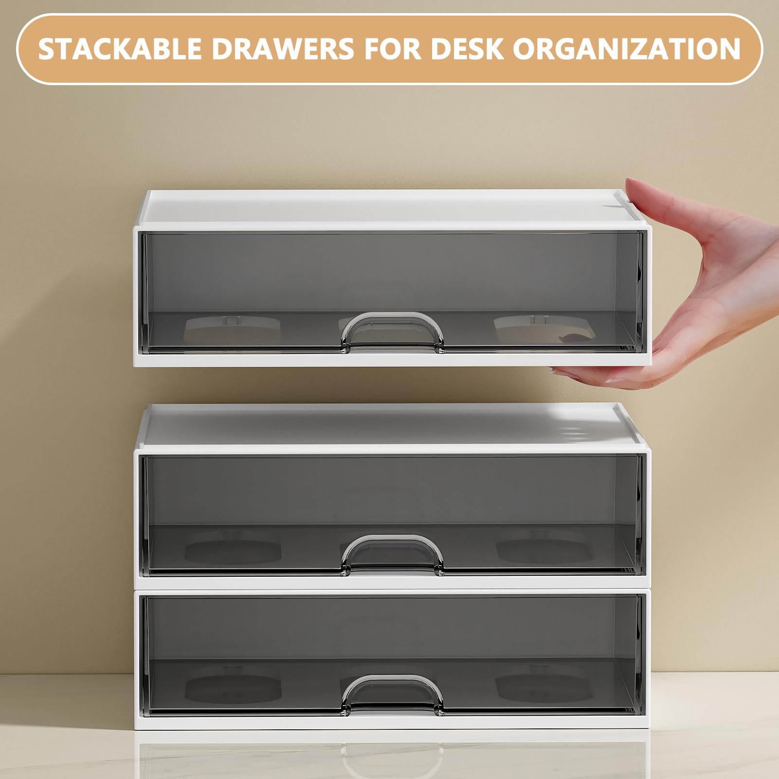 Desk organizer - Chest of drawers - Storage drawer - Office supplies - School supplies - Makeup organizer - Storage box - Desk accessories - Desk organizer - Storage system - Stacking tray - White - 1 piece - Image 4