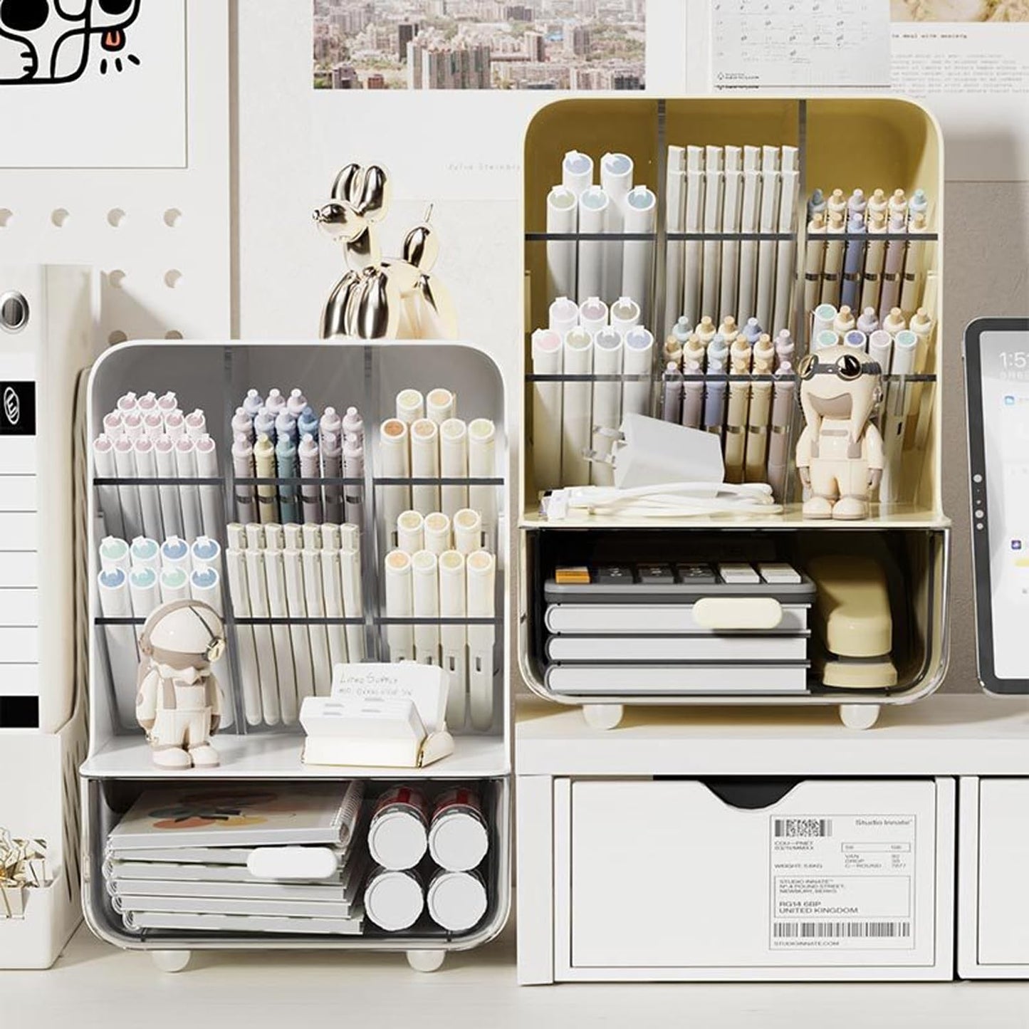 Make-up organizer - Desk organizer - Bathroom organizer - Cosmetics organizer - Office supplies - Chest of drawers - Brush holder - Pen tray - Bathroom accessories - Storage system - Storage box - White - 1 piece - Image 2