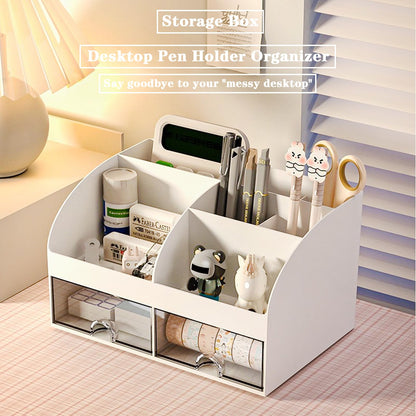 Desk organizer - Makeup organizer - Bathroom organizer - Pen tray - Drawer cabinet - Office supplies - Cosmetics organizer - Desk organizer - Desk accessories - Brush holder - Storage box with drawers - Storage system - White - 1 piece - Image 3