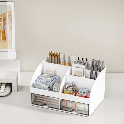 Desk organizer - Makeup organizer - Bathroom organizer - Pen tray - Drawer cabinet - Office supplies - Cosmetics organizer - Desk organizer - Desk accessories - Brush holder - Storage box with drawers - Storage system - White - 1 piece - Image 4