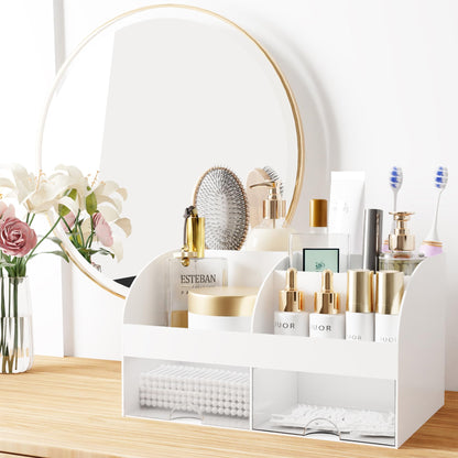 Desk organizer - Makeup organizer - Bathroom organizer - Pen tray - Drawer cabinet - Office supplies - Cosmetics organizer - Desk organizer - Desk accessories - Brush holder - Storage box with drawers - Storage system - White - 1 piece - Image 6