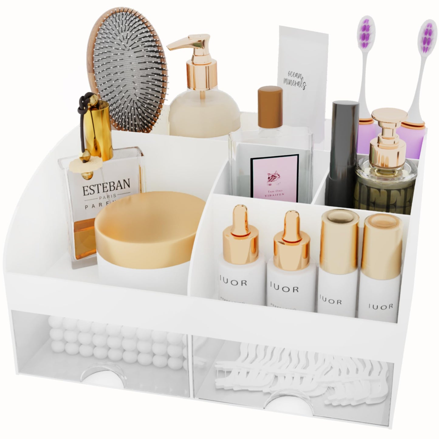 Desk organizer - Makeup organizer - Bathroom organizer - Pen tray - Drawer cabinet - Office supplies - Cosmetics organizer - Desk organizer - Desk accessories - Brush holder - Storage box with drawers - Storage system - White - 1 piece - Image 7