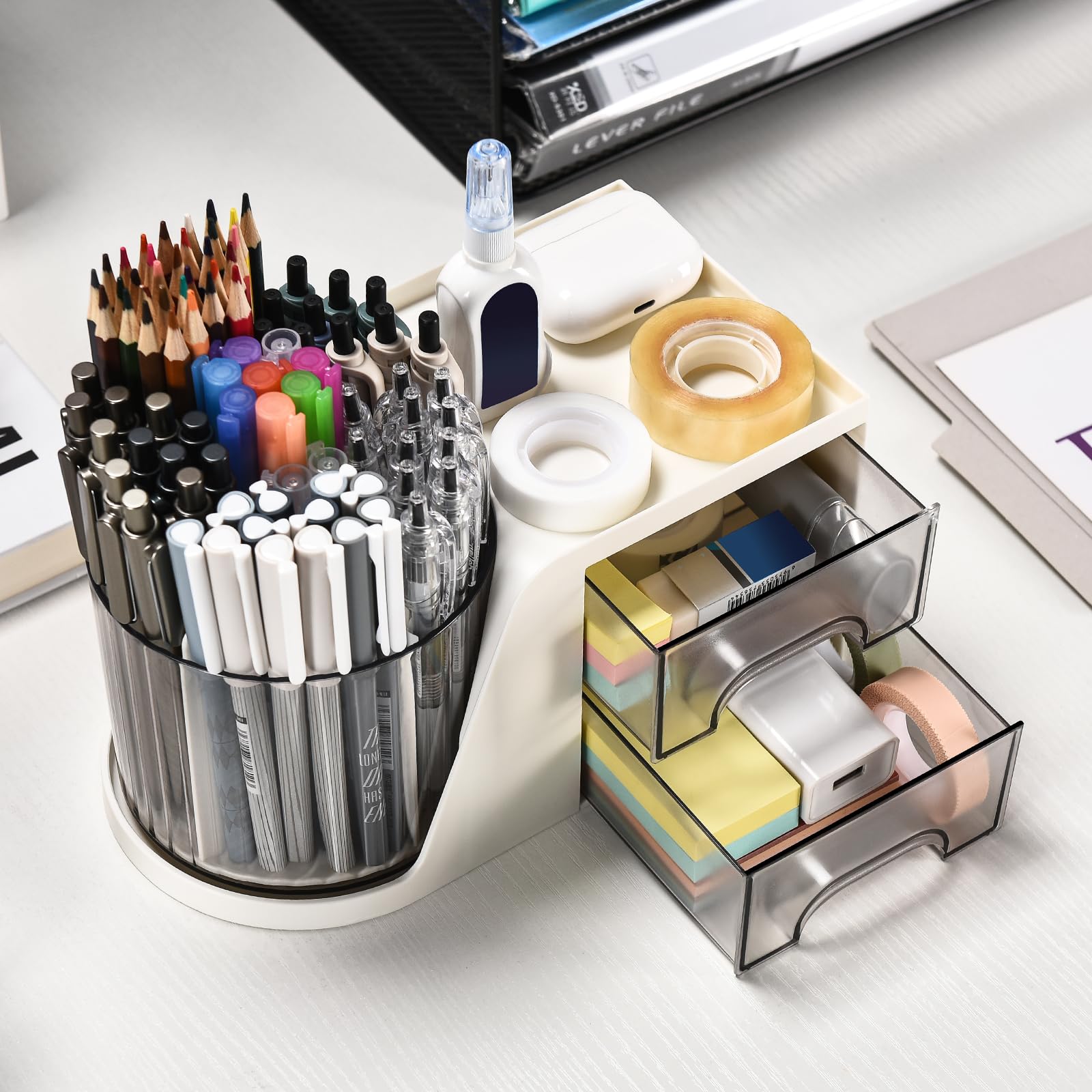 Desk organizer - Make up organizer - Pen tray - Bathroom organizer - Brush holder - Drawer cabinet - Office supplies - Cosmetics organizer - Desk organizer - Desk accessories - Storage box with drawers - Bathroom accessories - White - 1 piece - Image 3