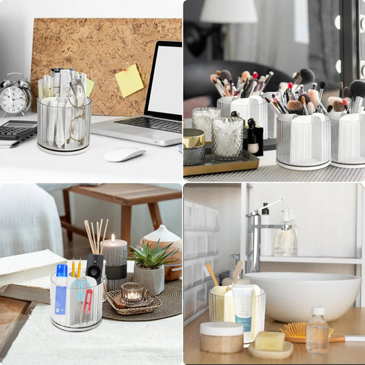 Pen tray, Desk Organiser, Makeup Organiser, Lipstick holder, Brush holder, for Bathroom Organisation and Everyday Home Use, White - Image 6