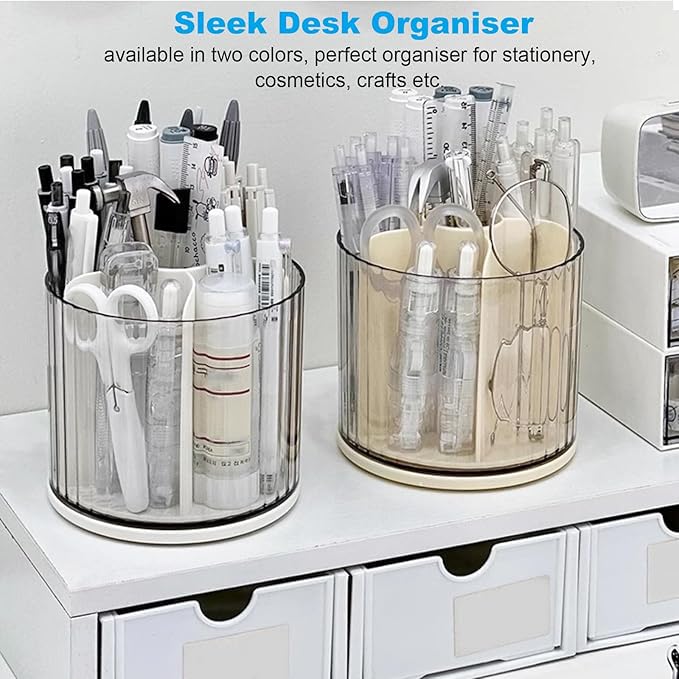 Pen tray - Desk organizer - Make up organizer - Lipstick holder - Brush holder - Office supplies - Cosmetics organizer - Bathroom organizer - Desk accessories - Desk organizer - Rotating organizer - Storage box - White - 1 piece - Image 7