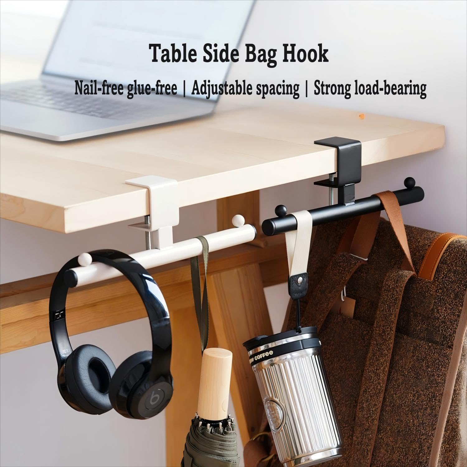 Headphone holder - Bag hook - Desk organizer - Headset holder - Desk accessories - Backpack holder - Gaming accessories - Headphone stand - Hanging hook - Office supplies - Bag hanger - White - 1 piece - Image 8