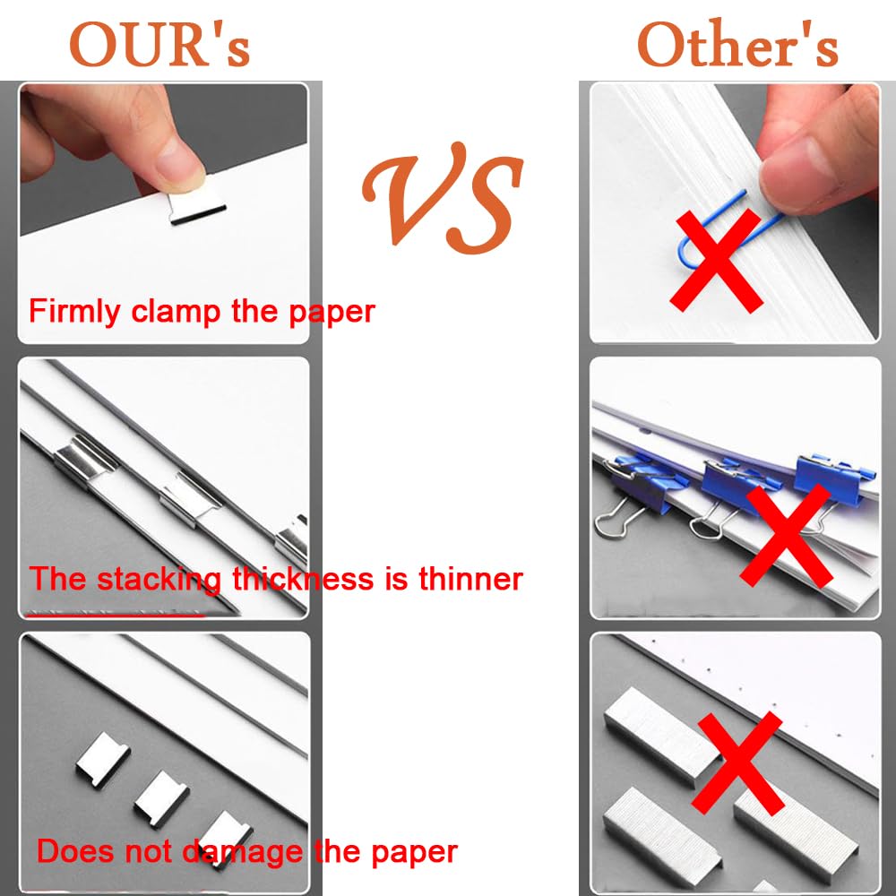 Paperclip dispenser - Stapler without staples - Paper clips - 100 pieces refill clips - Office supplies - Paper clam - Reusable paper clips - Desk accessories - Document organizer - Clamps - Black - White - 2 pieces - Image 2