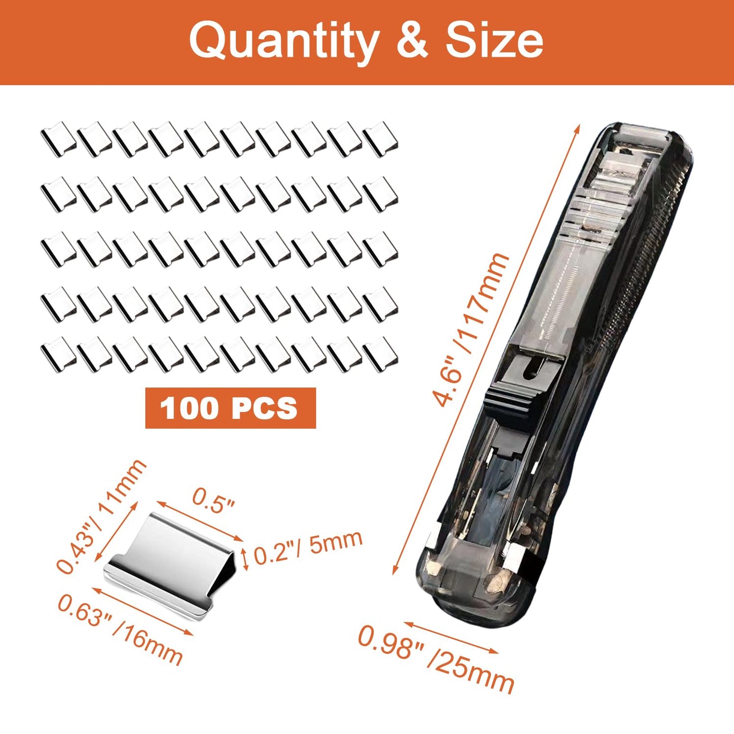 Paperclip dispenser - Stapler without staples - Paper clips - 100 pieces refill clips - Office supplies - Paper clam - Reusable paper clips - Desk accessories - Document organizer - Clamps - Black - White - 2 pieces - Image 6