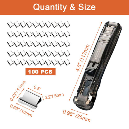 Paperclip dispenser - Stapler without staples - Paper clips - 100 pieces refill clips - Office supplies - Paper clam - Reusable paper clips - Desk accessories - Document organizer - Clamps - Black - White - 2 pieces - Image 6