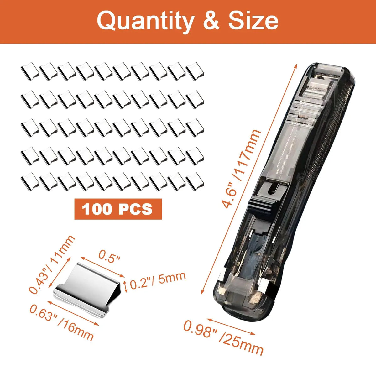 Paperclip dispenser - Stapler without staples - Paper clips - 100 pieces refill clips - Office supplies - Paper clam - Reusable paper clips - Desk accessories - Document organizer - Clamps - Black - White - 2 pieces - Image 6
