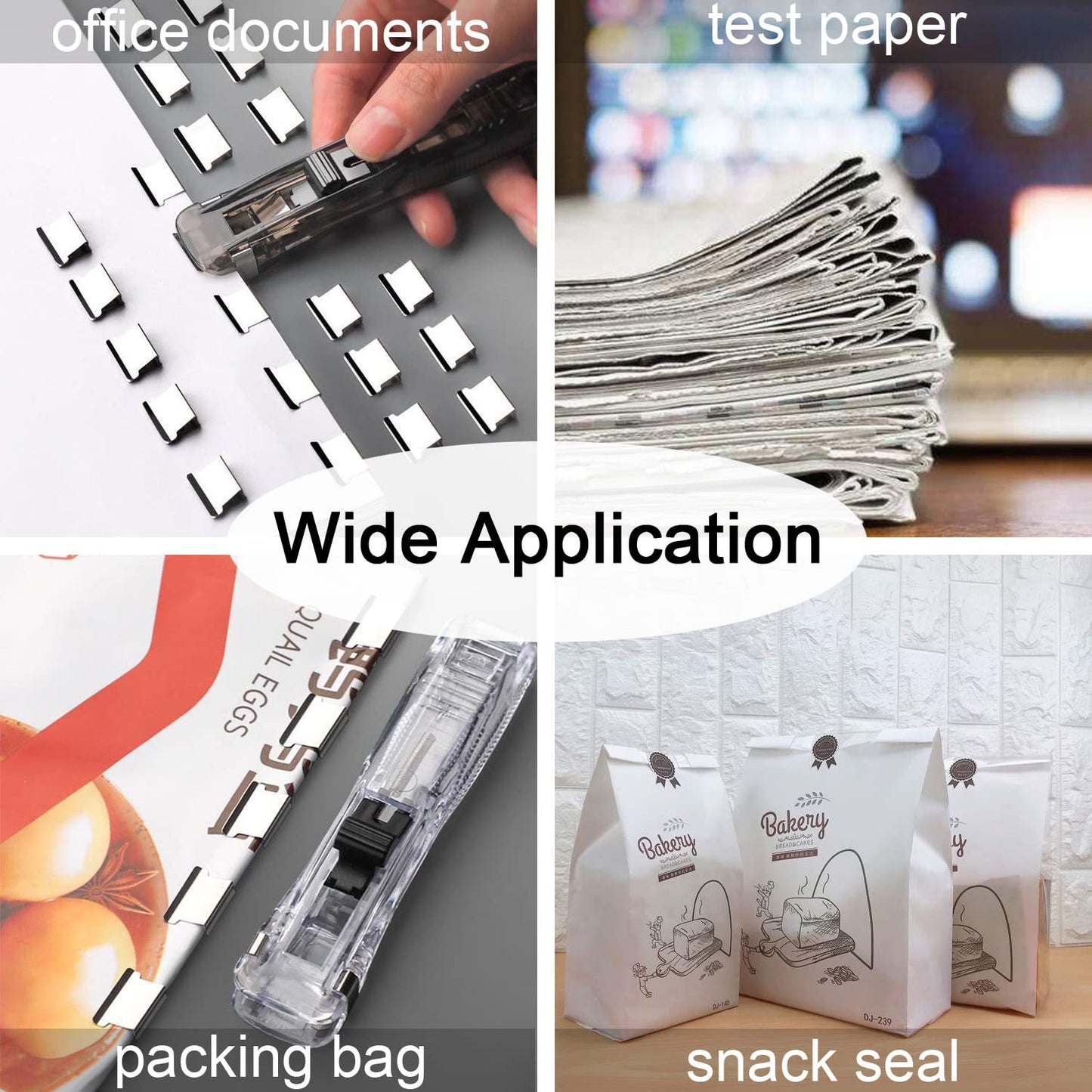 Paperclip dispenser - Stapler without staples - Paper clips - 100 pieces refill clips - Office supplies - Paper clam - Reusable paper clips - Desk accessories - Document organizer - Clamps - Black - White - 2 pieces - Image 7