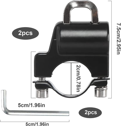 Helmet Lock Motorcycle & Scooter - Universal Helmet Lock - 22-25mm Handlebar Mount - Anti-Theft - Helmet Holder - Motorcycle Accessories - Moped Lock - Security Lock with Key - Easy Installation - Helmet Security - Metal - Black - Set of 2 - Image 2