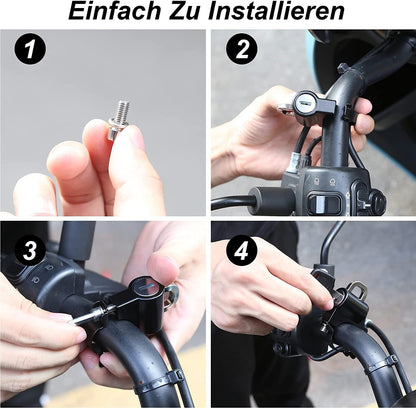 Helmet Lock Motorcycle & Scooter - Universal Helmet Lock - 22-25mm Handlebar Mount - Anti-Theft - Helmet Holder - Motorcycle Accessories - Moped Lock - Security Lock with Key - Easy Installation - Helmet Security - Metal - Black - Set of 2 - Image 3