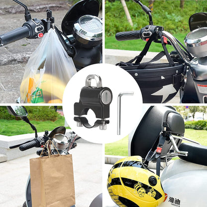 Helmet Lock Motorcycle & Scooter - Universal Helmet Lock - 22-25mm Handlebar Mount - Anti-Theft - Helmet Holder - Motorcycle Accessories - Moped Lock - Security Lock with Key - Easy Installation - Helmet Security - Metal - Black - Set of 2 - Image 4