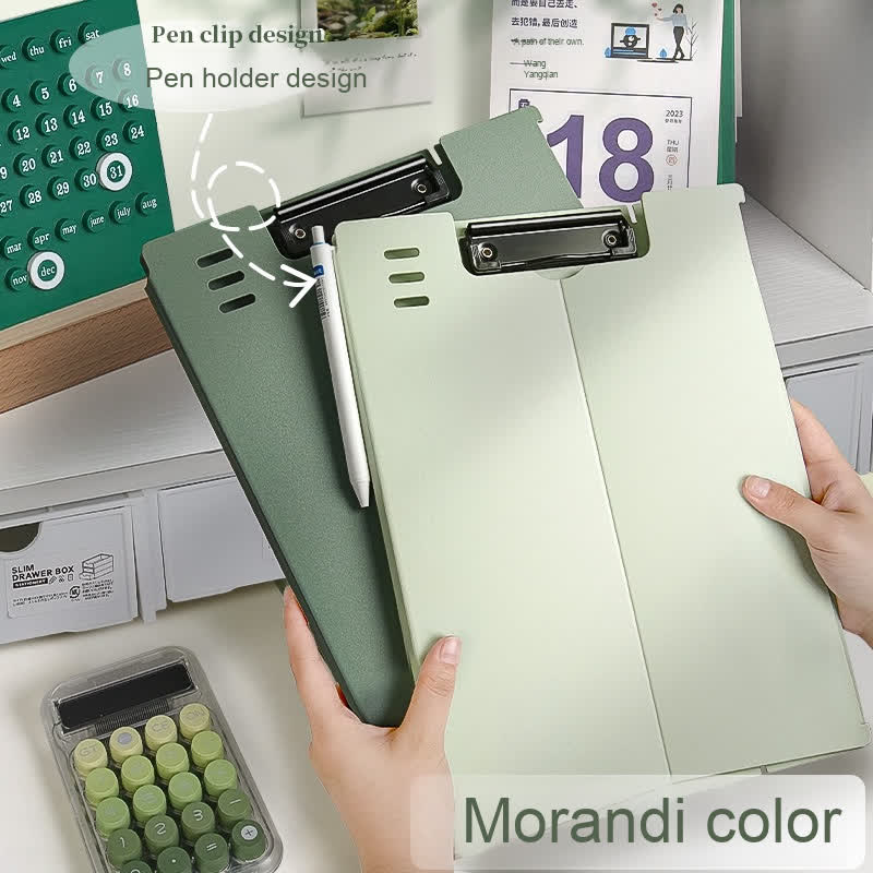 Clipboard A4 - Writing Folder - Foldable Clipboard - Desk Accessories - Morandi Colors - Office Supplies - Document Folder - A4 Folder - Pastel Colors - Writing Pad Holder - Briefcase - Nursing - Administration - Warehouse - Sturdy Plastic - 6 pieces - Image 3