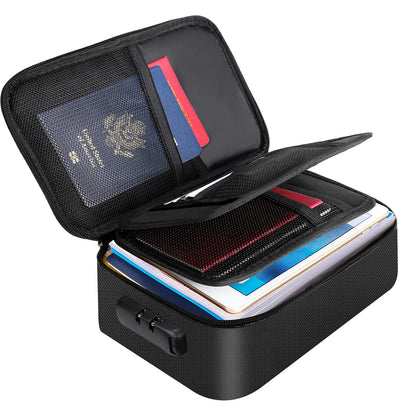Document Organizer - Storage Bag with Combination Lock - Travel Folder - Documents - Passport Holder - Office Supplies - Security Bag - Water-Repellent - Tablet Storage - Administration - Holiday Accessories - Briefcase - Black - 1 Piece