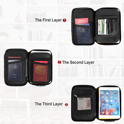 Document Organizer - Storage Bag with Combination Lock - Travel Folder - Documents - Passport Holder - Office Supplies - Security Bag - Water-Repellent - Tablet Storage - Administration - Holiday Accessories - Briefcase - Black - 1 Piece - Image 5