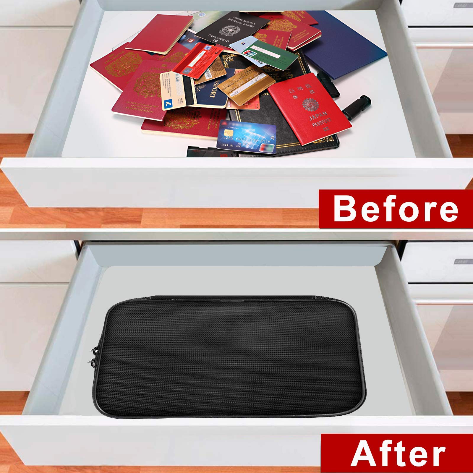 Document Organizer - Storage Bag with Combination Lock - Travel Folder - Documents - Passport Holder - Office Supplies - Security Bag - Water-Repellent - Tablet Storage - Administration - Holiday Accessories - Briefcase - Black - 1 Piece - Image 6
