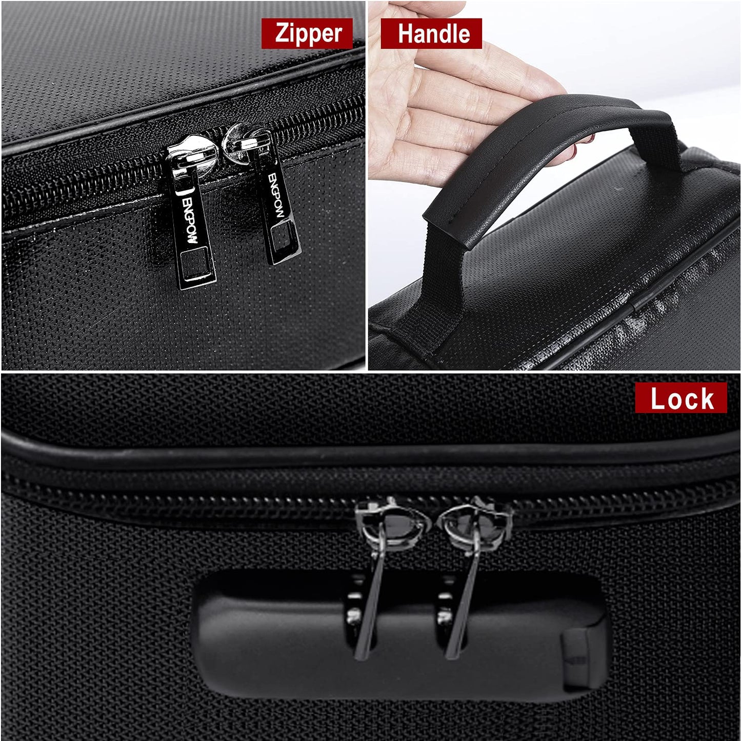 Document Organizer - Storage Bag with Combination Lock - Travel Folder - Documents - Passport Holder - Office Supplies - Security Bag - Water-Repellent - Tablet Storage - Administration - Holiday Accessories - Briefcase - Black - 1 Piece - Image 7