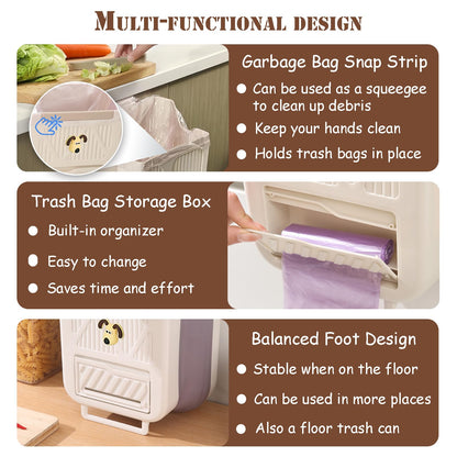 Hanging Waste Bin - Foldable Waste Bin - Kitchen Accessories - Organic Waste Bin - Countertop Waste Bin - Cabinet Door Waste Bin - Waste Separation - Camping - Caravan - Kitchen Aid - Space Saving - Trash Can - Waste Basket - Beige - 10L - 1 Piece - Image 4