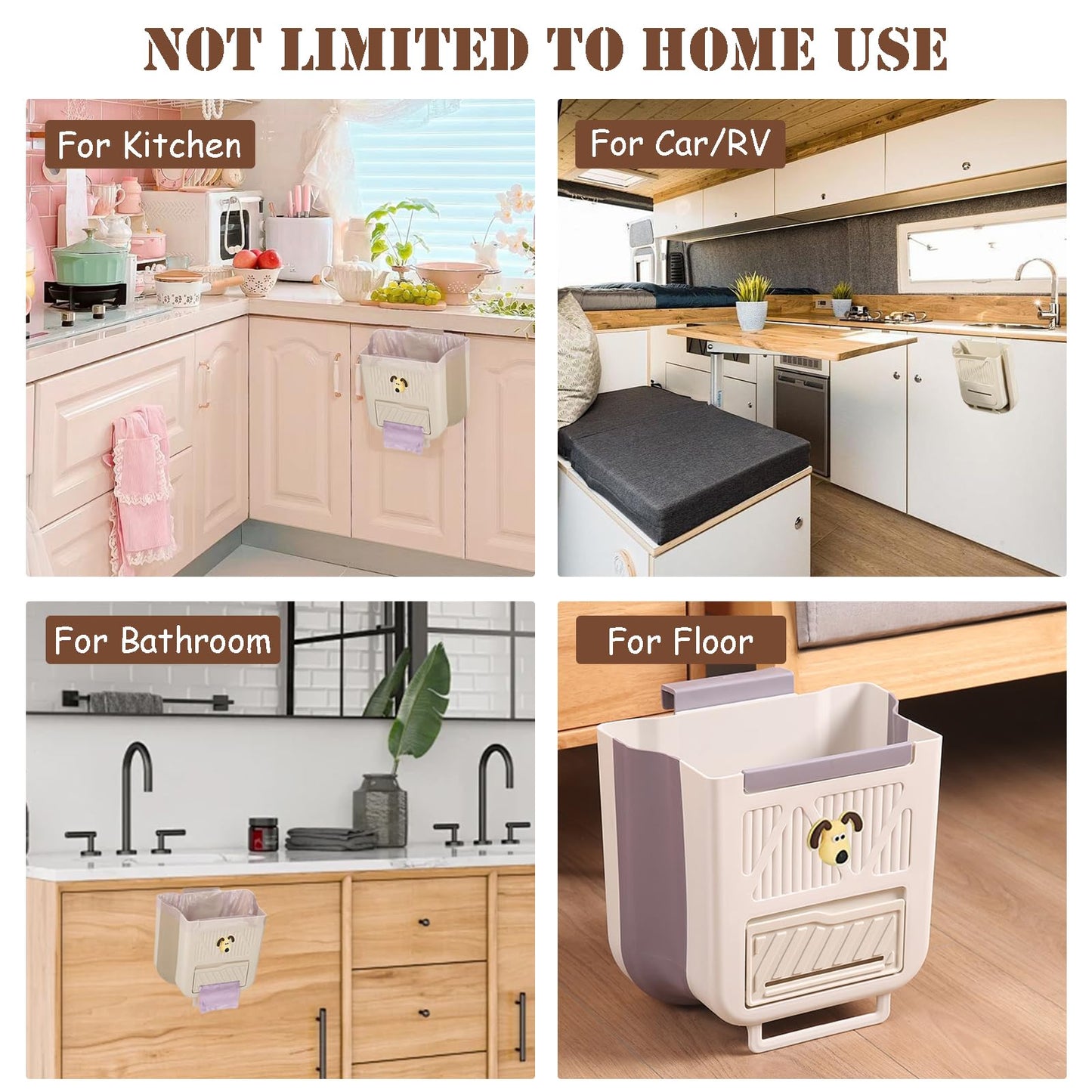 Hanging Waste Bin - Foldable Waste Bin - Kitchen Accessories - Organic Waste Bin - Countertop Waste Bin - Cabinet Door Waste Bin - Waste Separation - Camping - Caravan - Kitchen Aid - Space Saving - Trash Can - Waste Basket - Beige - 10L - 1 Piece - Image 5