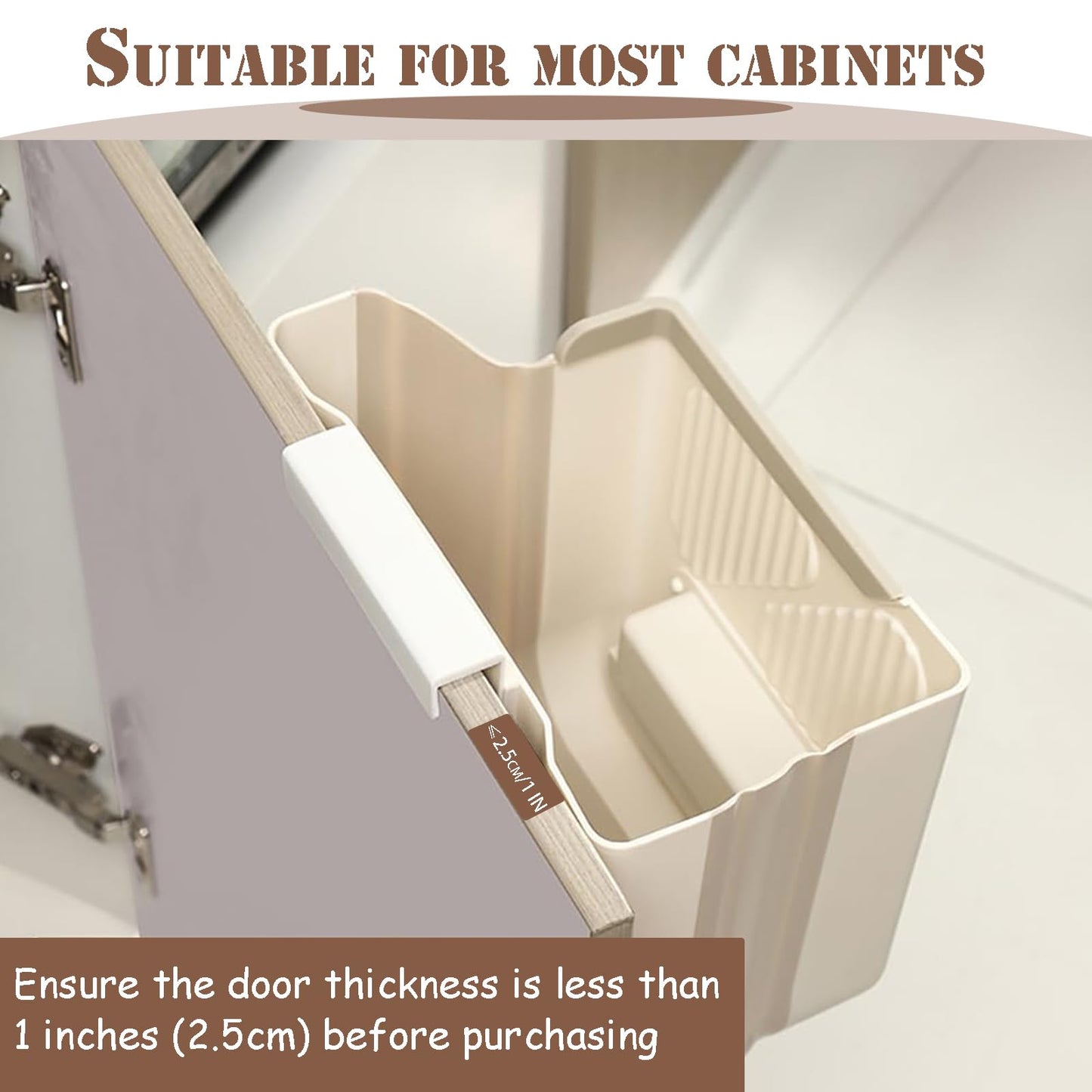 Hanging Waste Bin - Foldable Waste Bin - Kitchen Accessories - Organic Waste Bin - Countertop Waste Bin - Cabinet Door Waste Bin - Waste Separation - Camping - Caravan - Kitchen Aid - Space Saving - Trash Can - Waste Basket - Beige - 10L - 1 Piece - Image 6