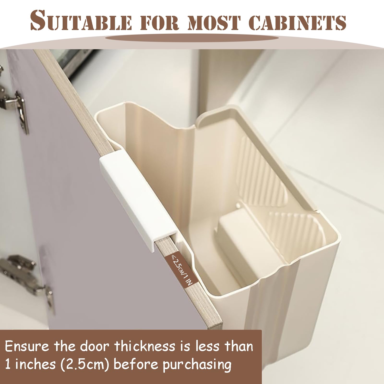 Hanging Waste Bin - Foldable Waste Bin - Kitchen Accessories - Organic Waste Bin - Countertop Waste Bin - Cabinet Door Waste Bin - Waste Separation - Camping - Caravan - Kitchen Aid - Space Saving - Trash Can - Waste Basket - Beige - 10L - 1 Piece - Image 6
