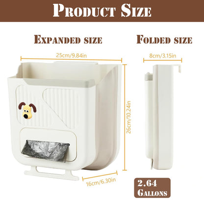Hanging Waste Bin - Foldable Waste Bin - Kitchen Accessories - Organic Waste Bin - Countertop Waste Bin - Cabinet Door Waste Bin - Waste Separation - Camping - Caravan - Kitchen Aid - Space Saving - Trash Can - Waste Basket - Beige - 10L - 1 Piece - Image 7