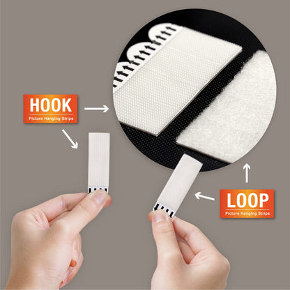 Picture Hanging Strips - No Drilling - Self-Adhesive Velcro - Hanging Picture Frames - Double-Sided Tape - Damage-Free Removal - Poster Strips - Hanging System - Wall Decoration - Strong Adhesive - White - 24 Pairs (48 Strips) - Image 3