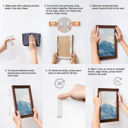 Picture Hanging Strips - No Drilling - Self-Adhesive Velcro - Hanging Picture Frames - Double-Sided Tape - Damage-Free Removal - Poster Strips - Hanging System - Wall Decoration - Strong Adhesive - White - 24 Pairs (48 Strips) - Image 4