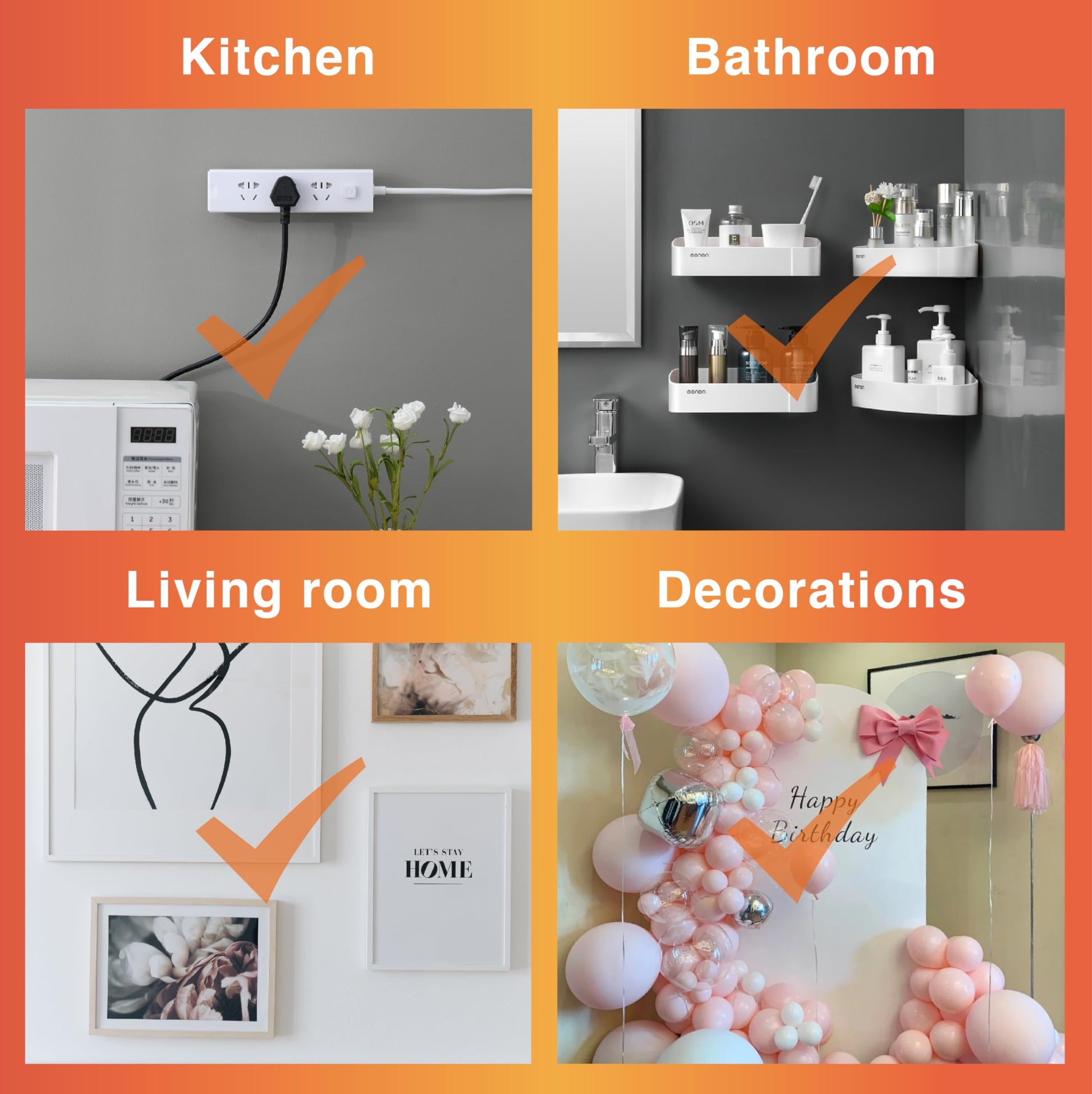 Picture Hanging Strips - No Drilling - Self-Adhesive Velcro - Hanging Picture Frames - Double-Sided Tape - Damage-Free Removal - Poster Strips - Hanging System - Wall Decoration - Strong Adhesive - White - 24 Pairs (48 Strips) - Image 8