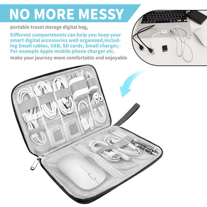 Cable Organizer - Electronics Organizer - Travel Bag - Cable Bag - Storage Bag - Charger - Power Bank - USB Stick - SD Card - Travel Accessories - Holiday - Office - Water-Repellent - Cable Management - Black - 1 Piece (Excluding Accessories) - Image 2