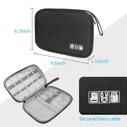 Cable Organizer - Electronics Organizer - Travel Bag - Cable Bag - Storage Bag - Charger - Power Bank - USB Stick - SD Card - Travel Accessories - Holiday - Office - Water-Repellent - Cable Management - Black - 1 Piece (Excluding Accessories) - Image 5