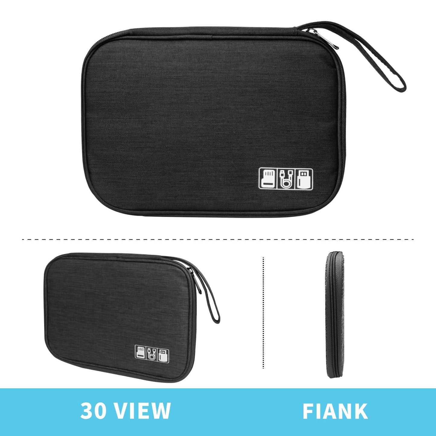 Cable Organizer - Electronics Organizer - Travel Bag - Cable Bag - Storage Bag - Charger - Power Bank - USB Stick - SD Card - Travel Accessories - Holiday - Office - Water-Repellent - Cable Management - Black - 1 Piece (Excluding Accessories) - Image 6