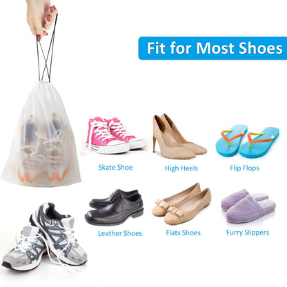 Shoe Bags - Travel Organizer - Shoe Storage - Suitcase Organizers - Transparent - Water-Repellent - Dust-Free - Storage Bags - Drawstring - Sneakers - Holiday Accessories - Sports Bag - Camping - White - Large Size - 10 Pieces - Image 5
