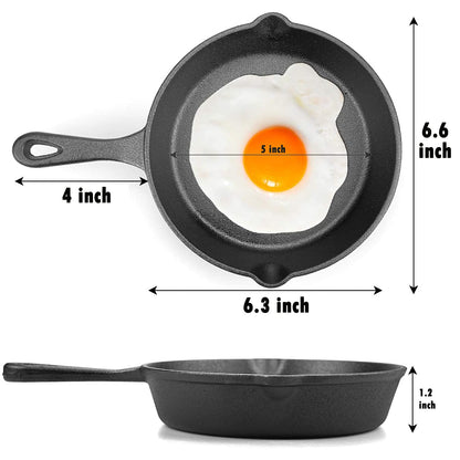 Cast Iron Frying Pan - Mini Skillet - Ø 16 cm - Egg Pan - Tapas Pan - BBQ - Camping - Serving Pan - Blini Pan - Pancake Pan - Saucepan - Melting Pan - Outdoor Cooking - Robust - Frying Pan - Kitchen Aid - Black - Cast Iron - 1 Piece - Image 3