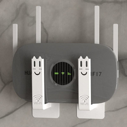 Router Mount Wall - Modem Bracket Without Drilling - WiFi Booster Mounting - Universal Wall Mount - Cable Management - TV Furniture Organizer - Self-Adhesive Mounting System - Electronics Accessories - Media Box Storage - White - 2 Pieces - Image 2