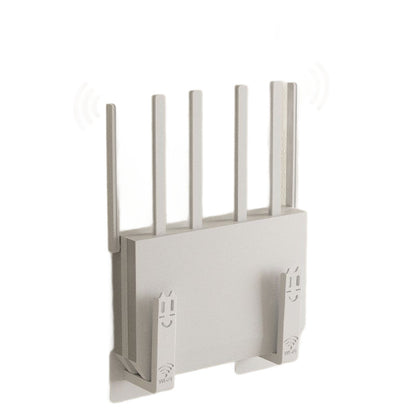 Router Mount Wall - Modem Bracket Without Drilling - WiFi Booster Mounting - Universal Wall Mount - Cable Management - TV Furniture Organizer - Self-Adhesive Mounting System - Electronics Accessories - Media Box Storage - White - 2 Pieces - Image 5