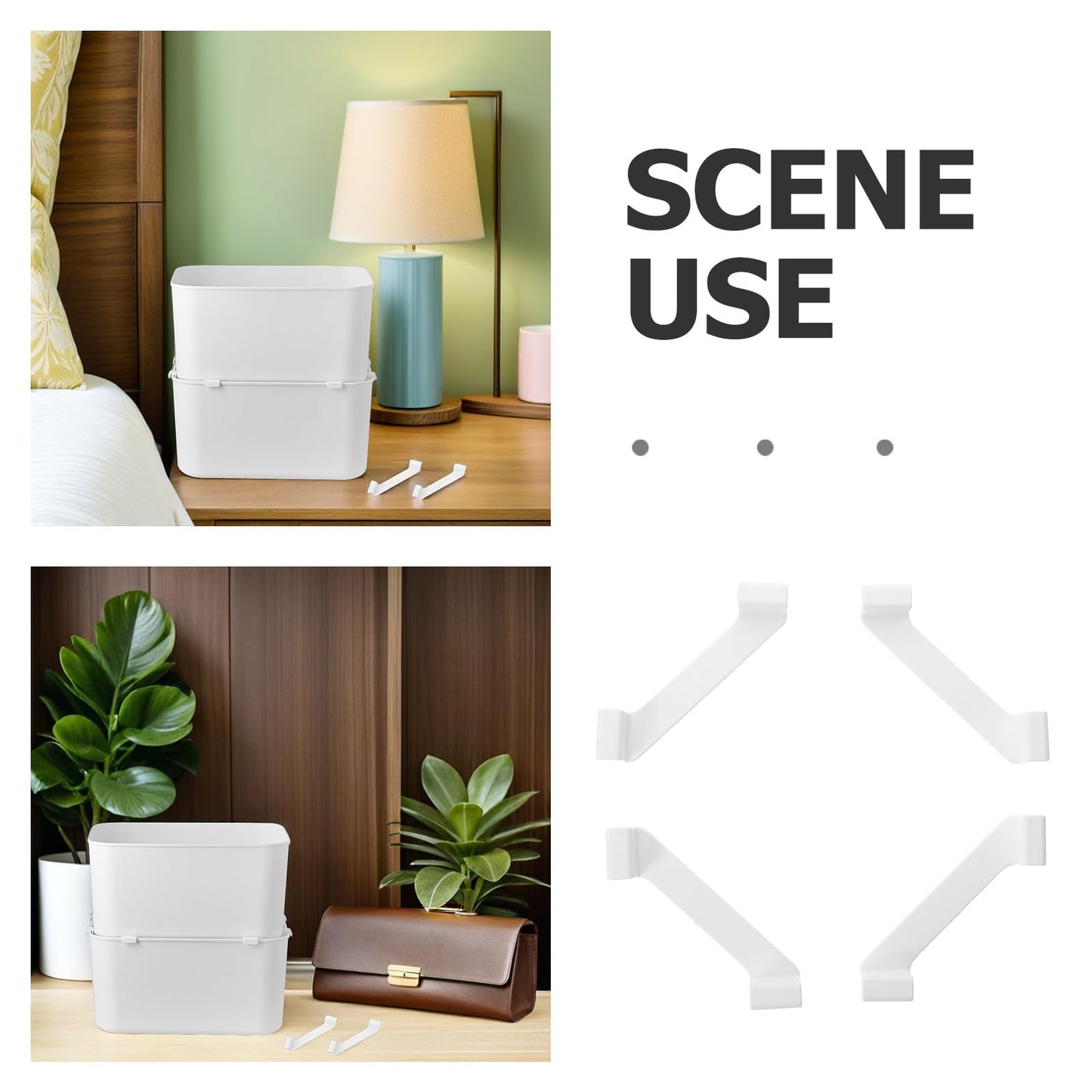 Storage Box Connectors - Stacking Aid - Storage Crate Clips - Wardrobe Organizer - Stacking Bins - Corner Clamps - Storage System - Anti-Slip - Drawer Bins Fastening - Drawer Divider Attachment - White - 20 Pieces - Image 5