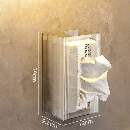 Tissue Box Holder with Bamboo Lid for Bathrooms, Bedrooms and Living Rooms, Refillable Rectangular Organiser for, Transparent and Black - Image 4