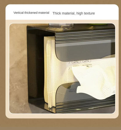 Tissue Box - Tissue Box - Tissue Holder - Tissue Box - Wall Mounted - No Drilling - Self-Adhesive - Bathroom Accessories - Toilet Organizer - Kitchen Storage - Dispenser - Acrylic - Transparent - Universal - Refillable - Black - 1 piece - Image 8