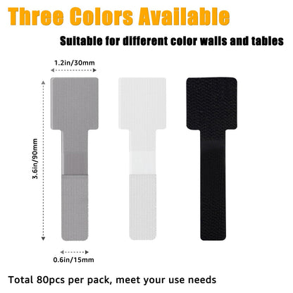 Cable Clips - Cable Management - Cable Organizer - Cable Holder - Self-Adhesive - Velcro - Cable Ties - Cord Clips - Desk Accessories - Cable Management - Cord Holder - Office - Gaming Setup - Cable Tie - Organize - Gray - 80 Pieces - Image 5