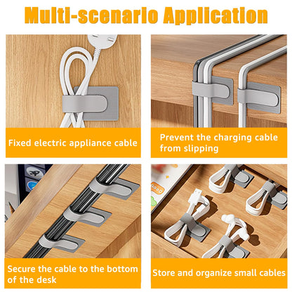 Cable Clips - Cable Management - Cable Organizer - Cable Holder - Self-Adhesive - Velcro - Cable Ties - Cord Clips - Desk Accessories - Cable Management - Cord Holder - Office - Gaming Setup - Cable Tie - Organize - Gray - 80 Pieces - Image 6